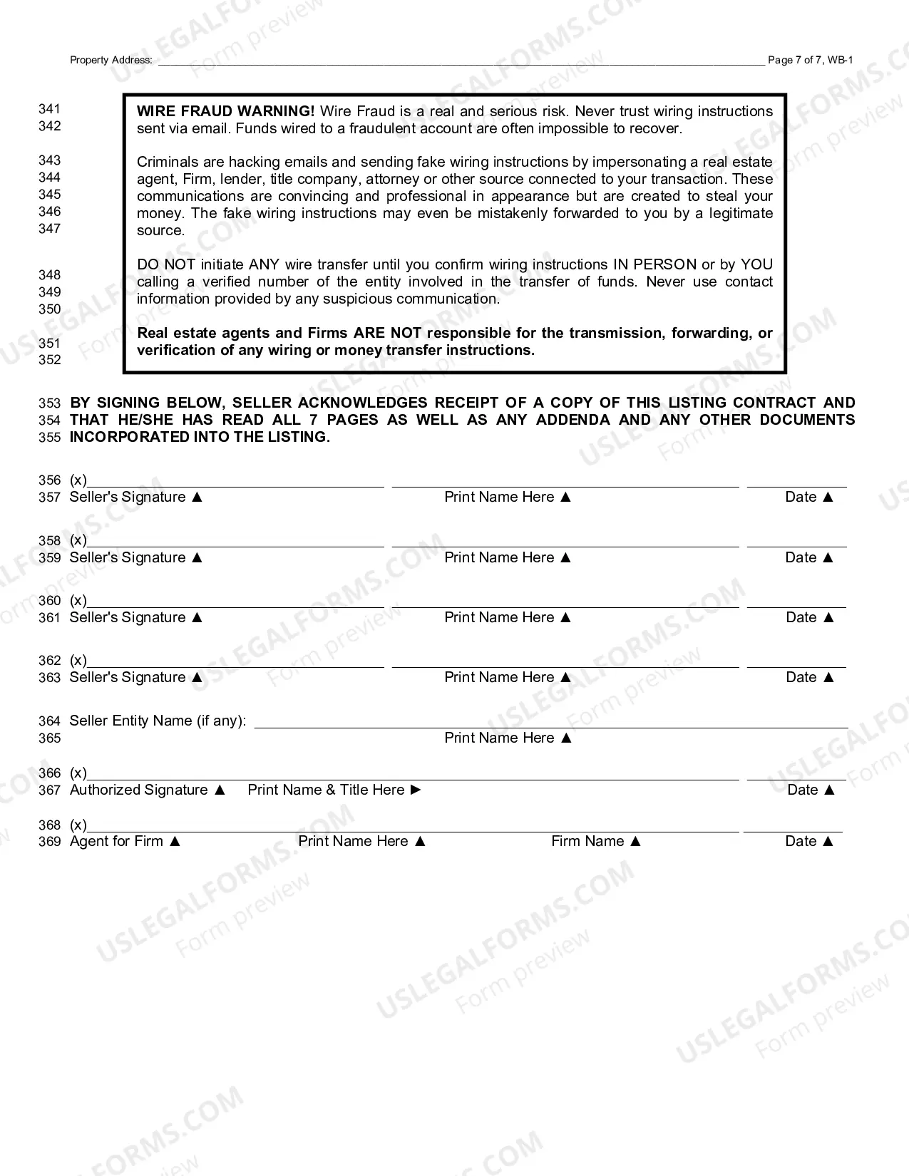 Preview Residential Listing Contract Exclusive Right to Sell