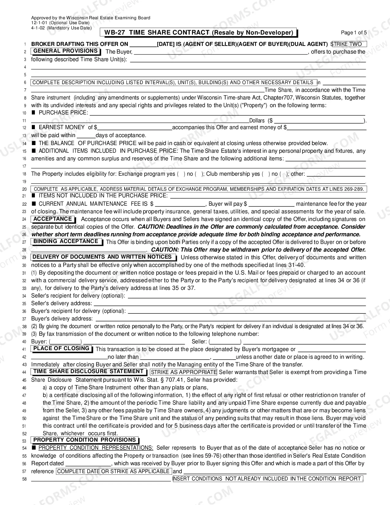 Preview ?Time Share Contract (Resale by Non-Developer)
