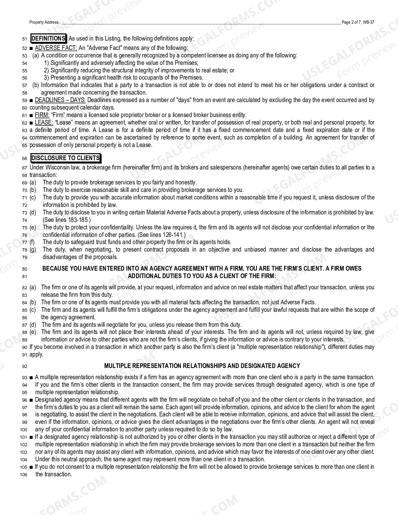 Preview Residential Listing Contract - Exclusive Right to Rent