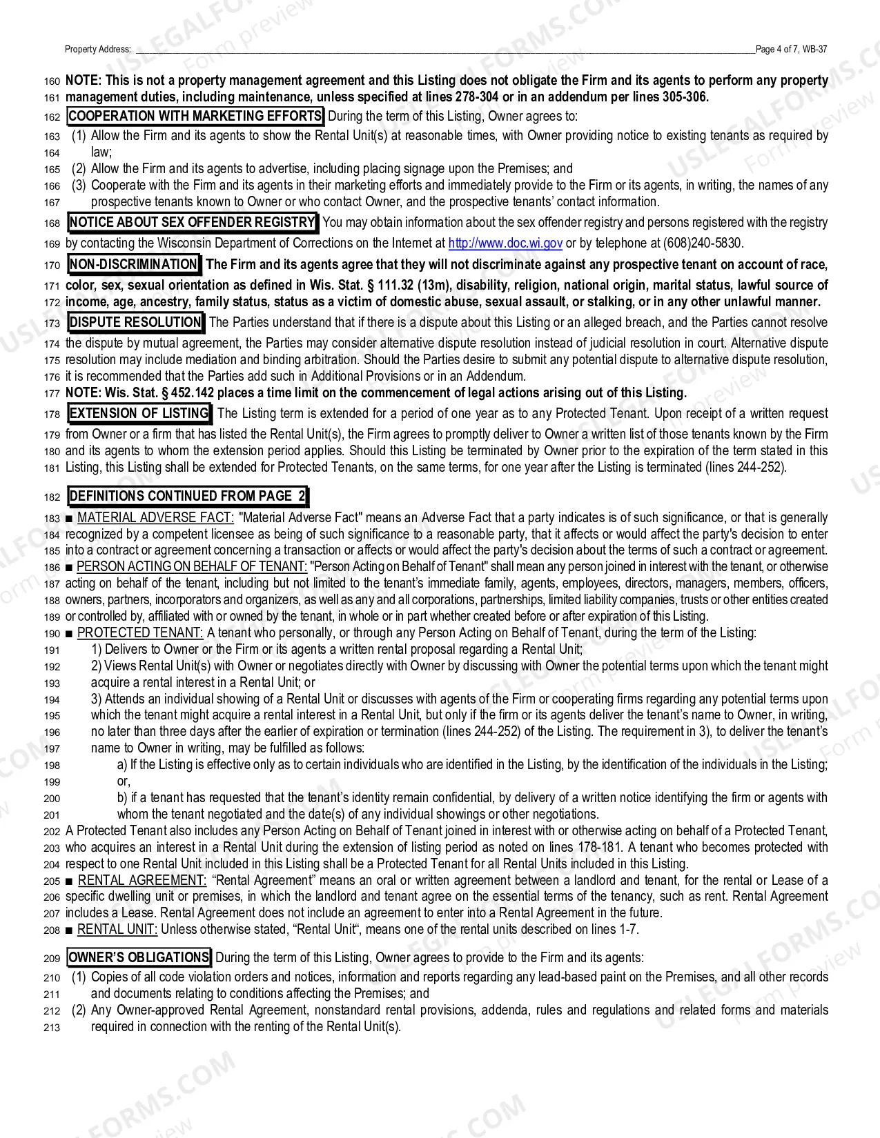 Preview Residential Listing Contract - Exclusive Right to Rent
