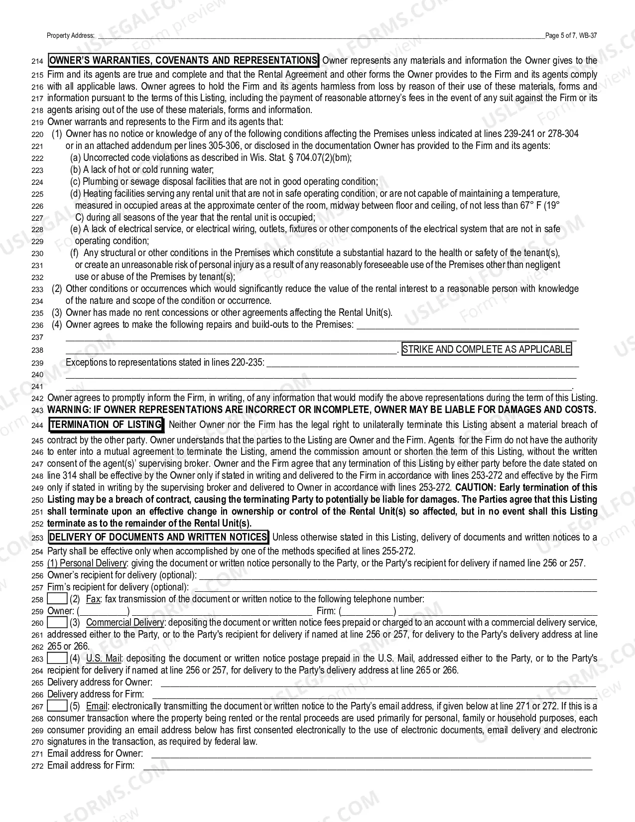 Preview Residential Listing Contract - Exclusive Right to Rent