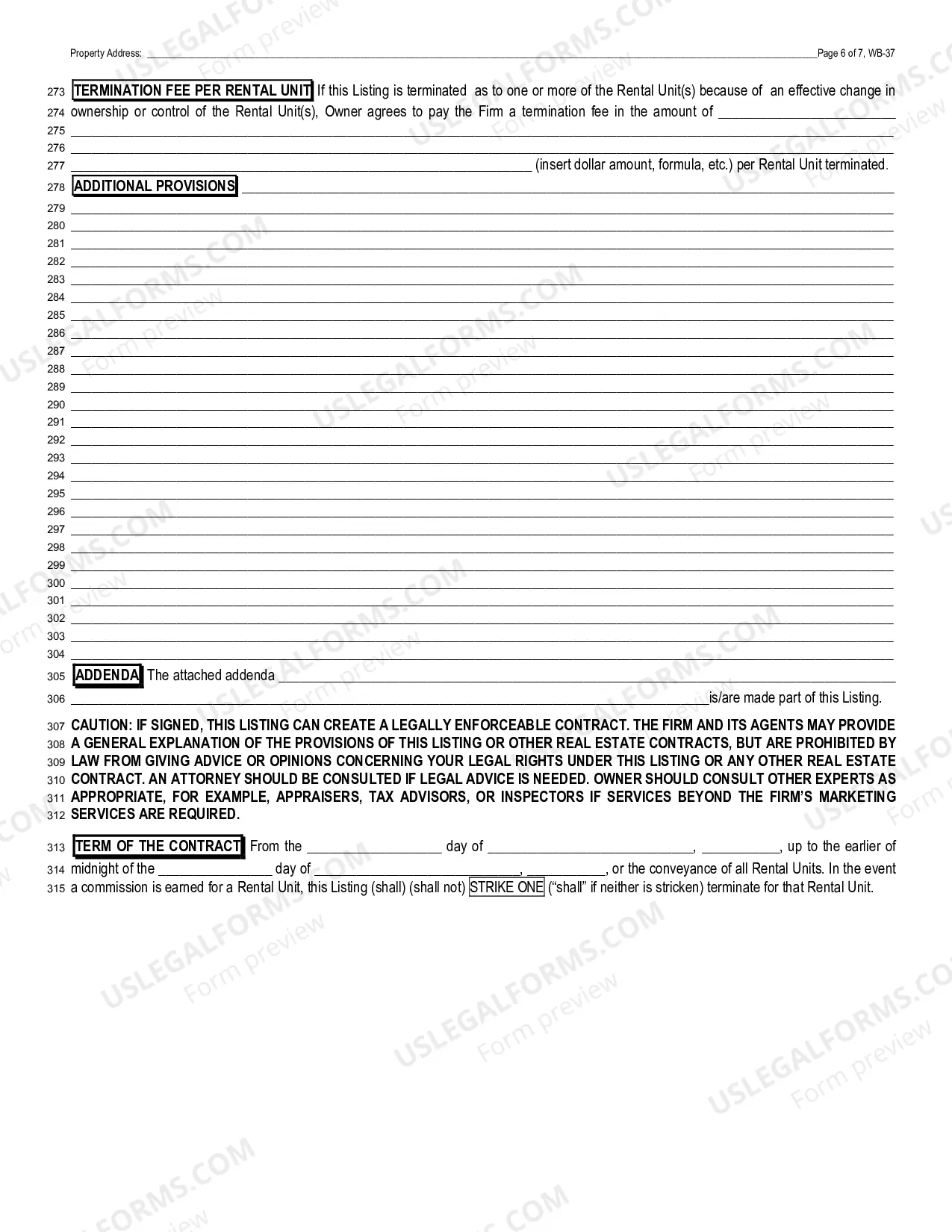 Preview Residential Listing Contract - Exclusive Right to Rent