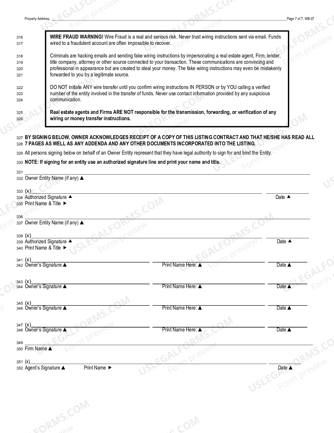 Preview Residential Listing Contract - Exclusive Right to Rent