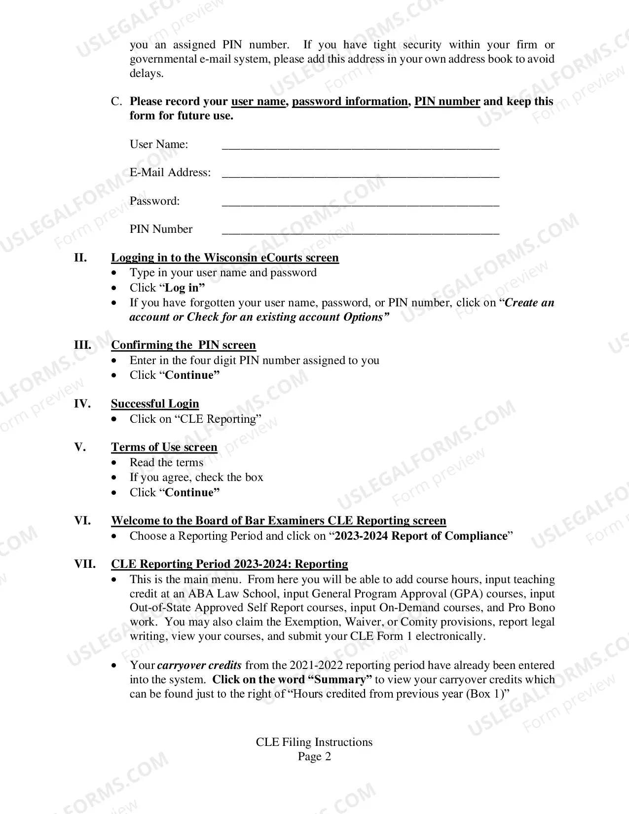 Preview 2016-2017 CLE Electronic Filing Instructions