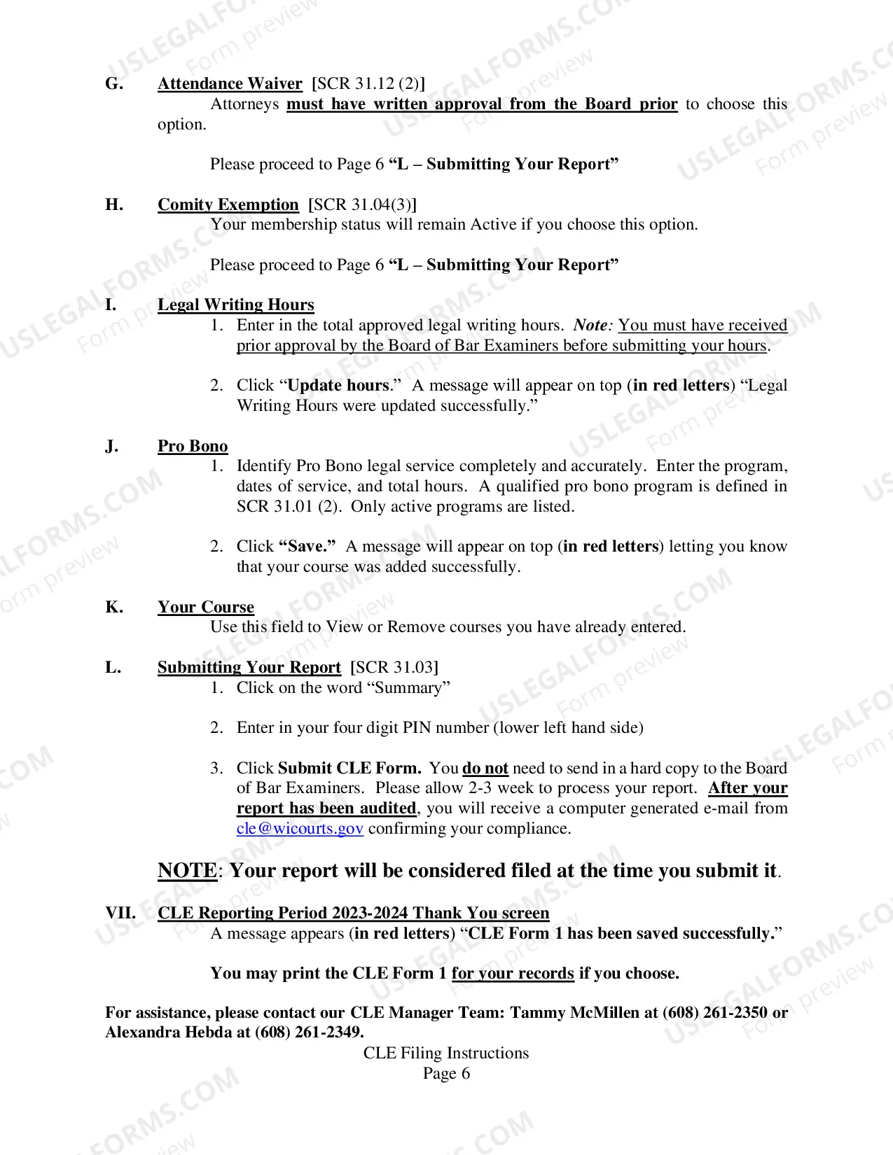 Preview 2016-2017 CLE Electronic Filing Instructions