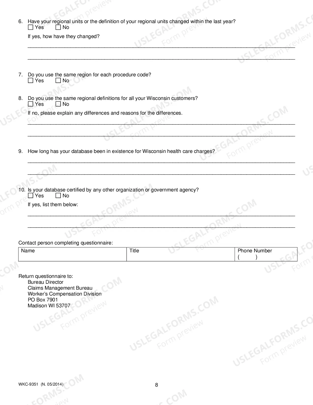 Preview Health Service Data Base Certification Application: