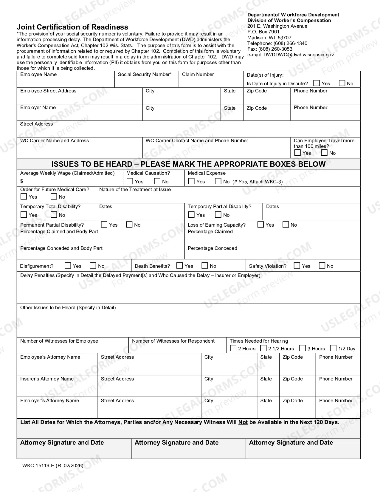 Preview Joint Certificate of Readiness