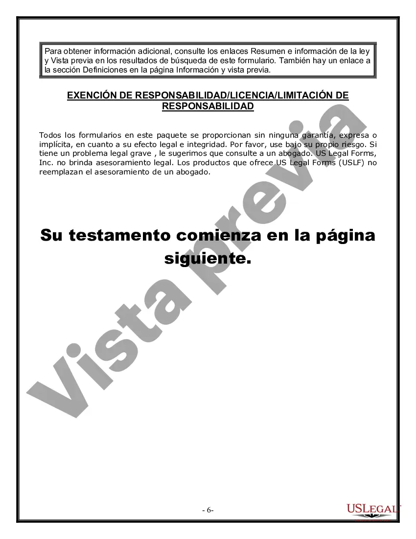 Preview Formulario de última voluntad y testamento legal para persona soltera sin hijos