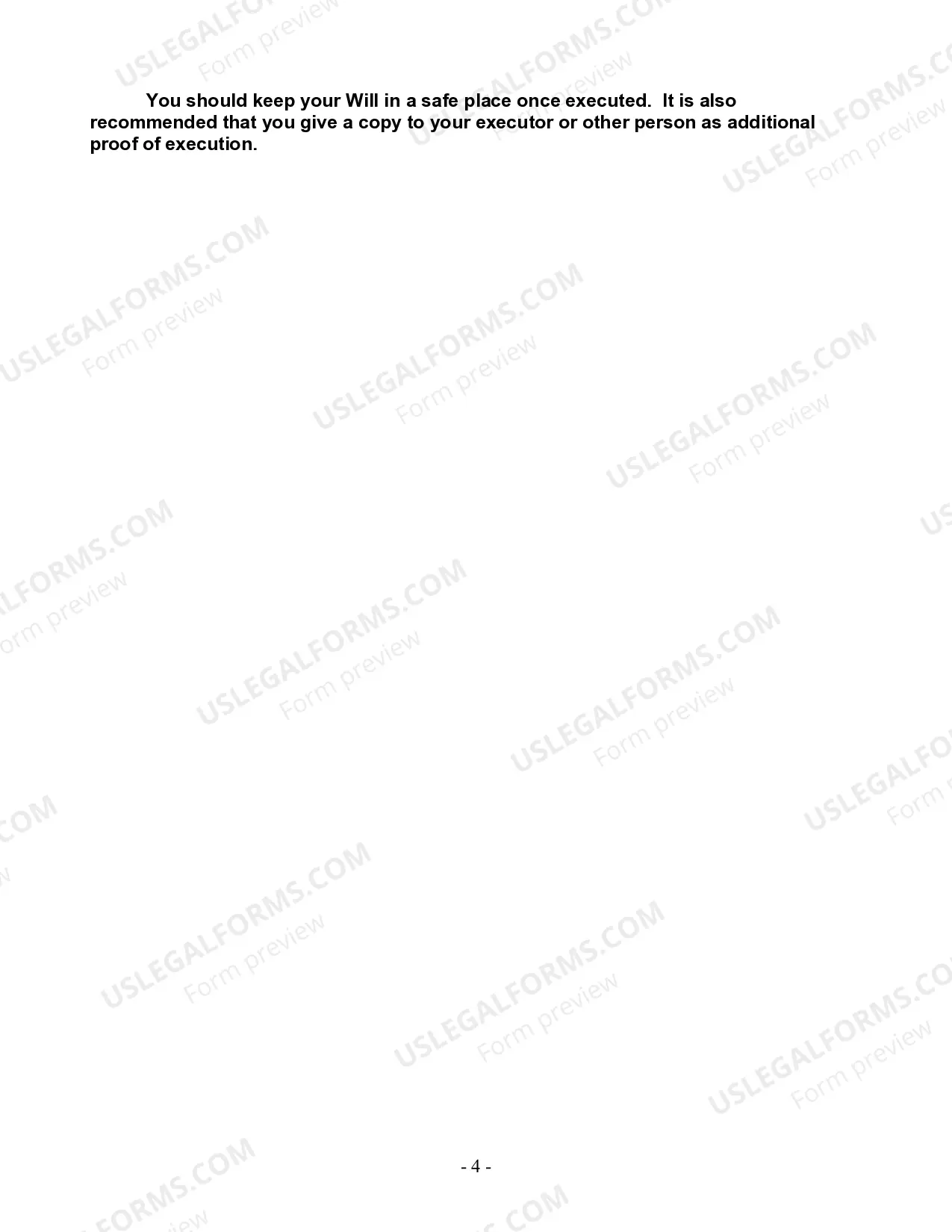 Preview Last Will and Testament for a Single Person with Minor Children