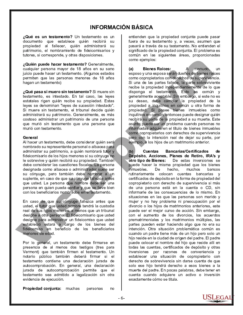 Preview Última voluntad y testamento legal para persona casada con hijos menores de edad de un matrimonio anterior