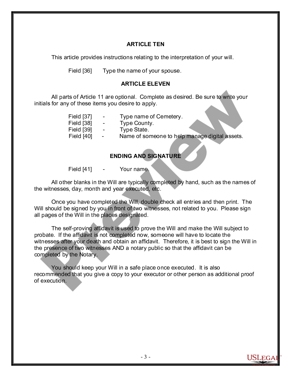 form Legal Last Will and Testament Form for Married person with Adult Children from Prior Marriage preview
