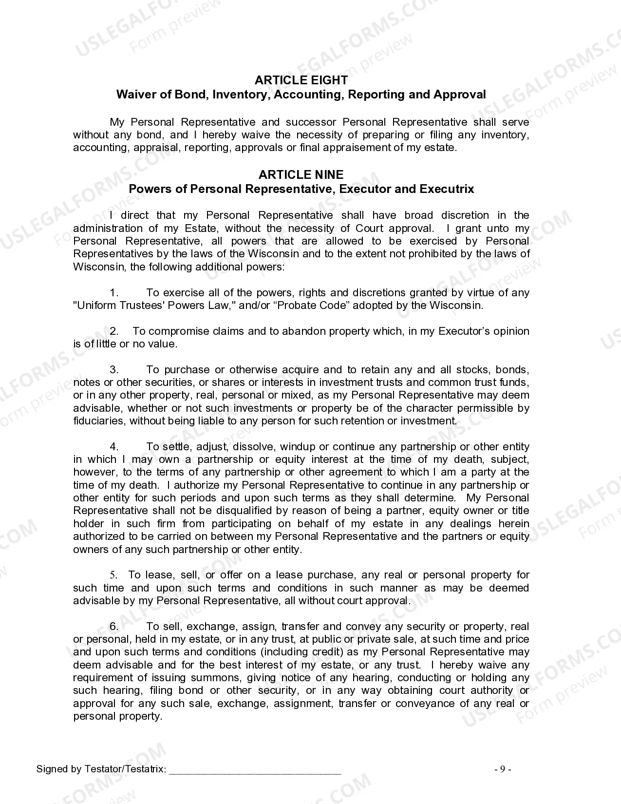 Preview Last Will and Testament for Domestic Partner with Adult Children