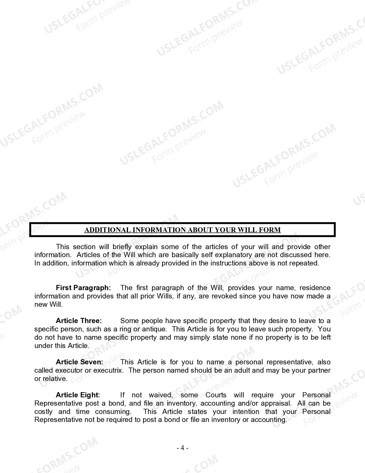 Preview Last Will and Testament for Domestic Partner with Adult Children