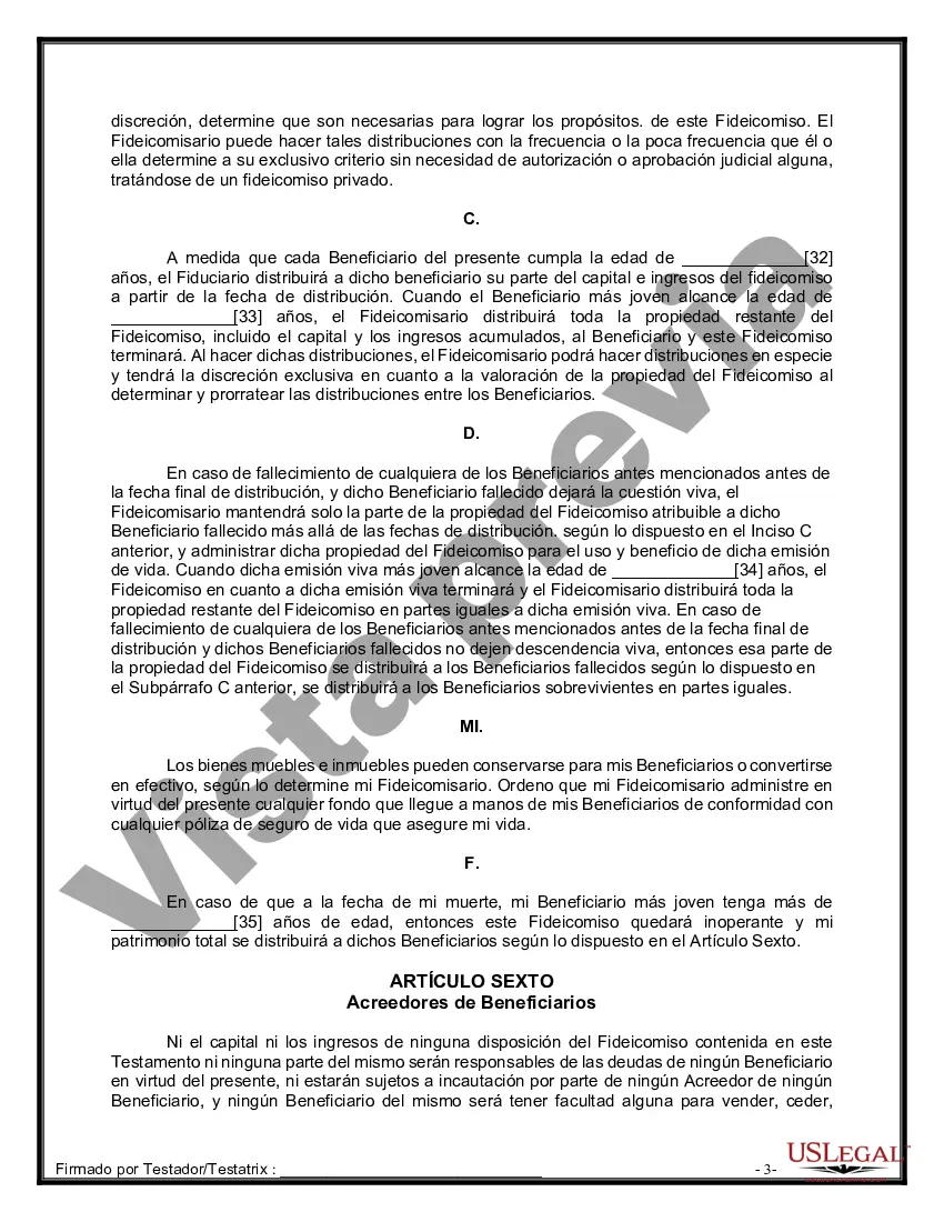 Preview Formulario de última voluntad y testamento legal para personas divorciadas que no se han vuelto a casar con hijos adultos y menores