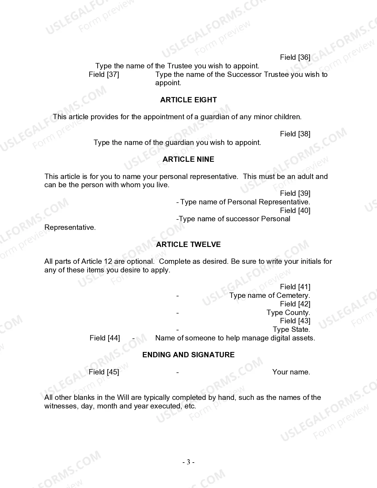 Preview Last Will and Testament for Divorced Person Not Remarried with Adult and Minor Children