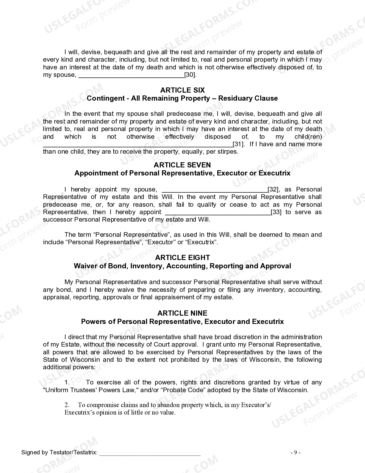 Preview Mutual Wills Package for Married Couple with Adult Children