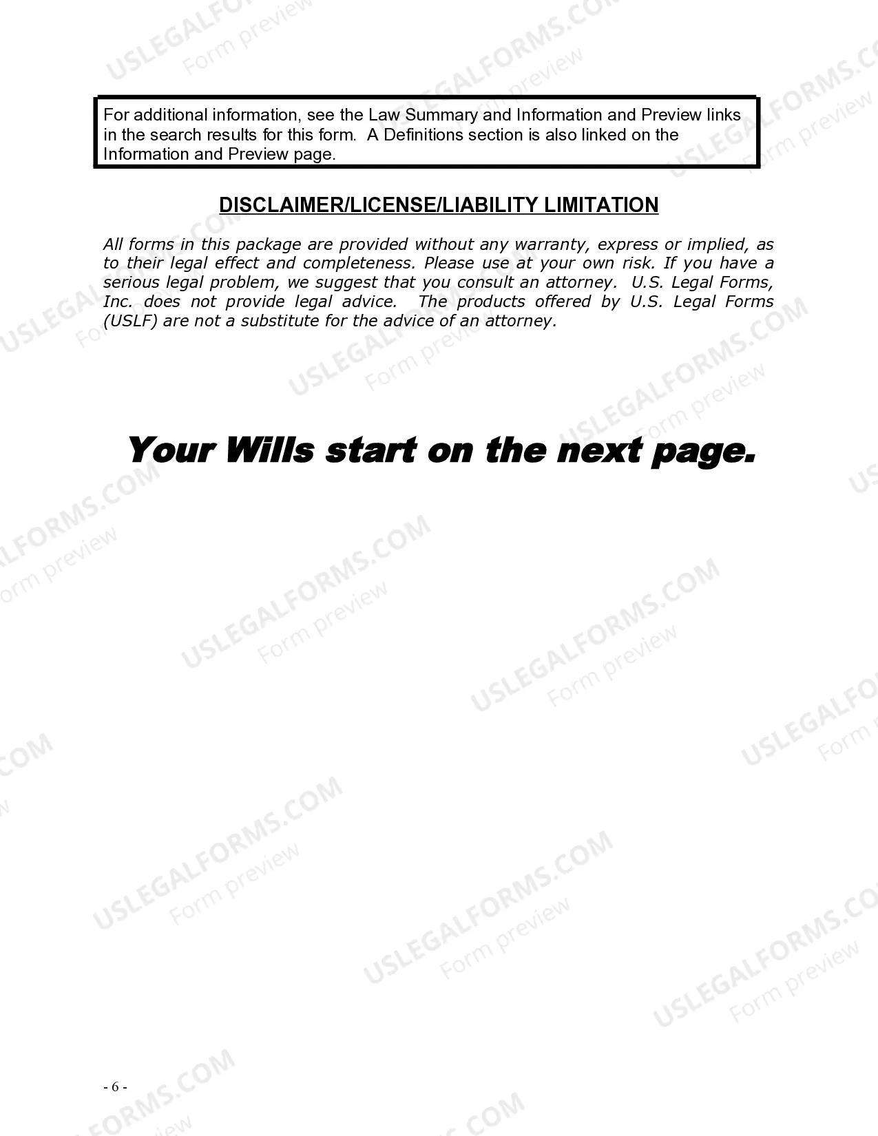 Preview Mutual Wills Package for Married Couple with Adult Children