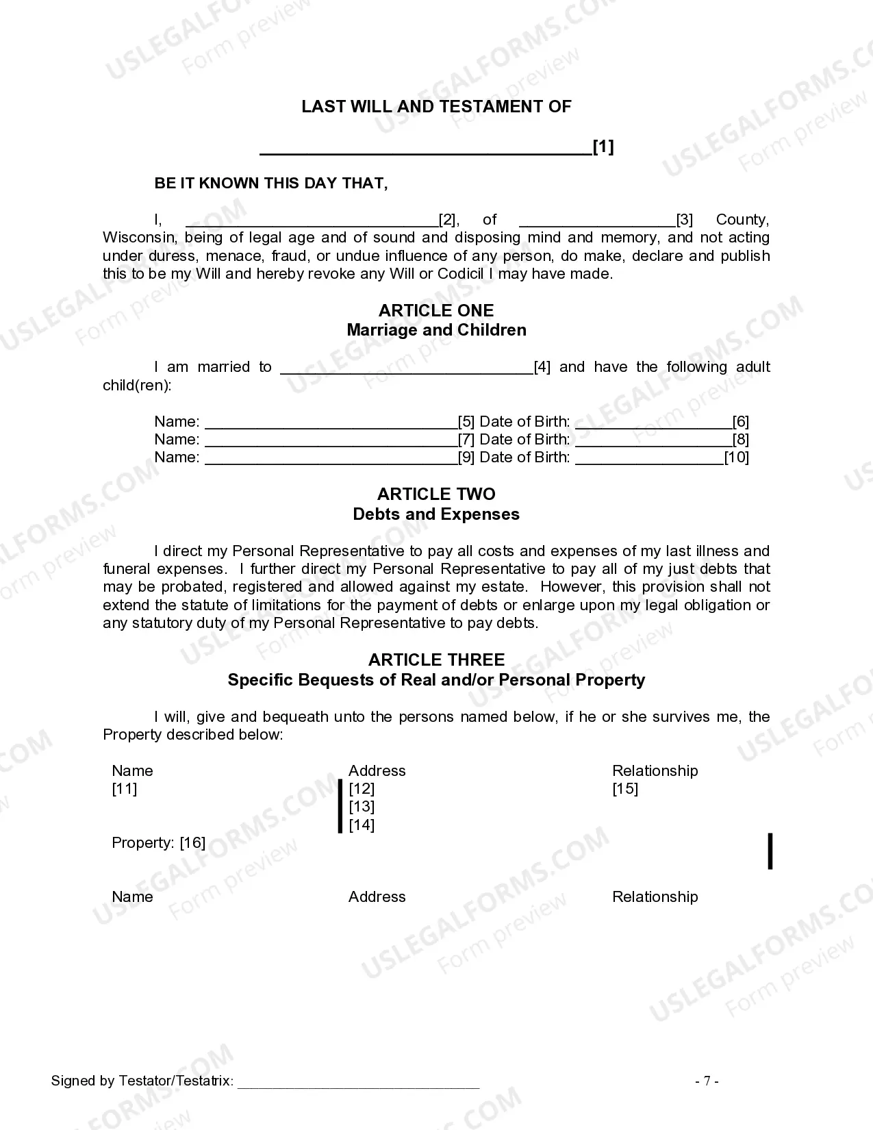 Preview Mutual Wills Package for Married Couple with Adult Children