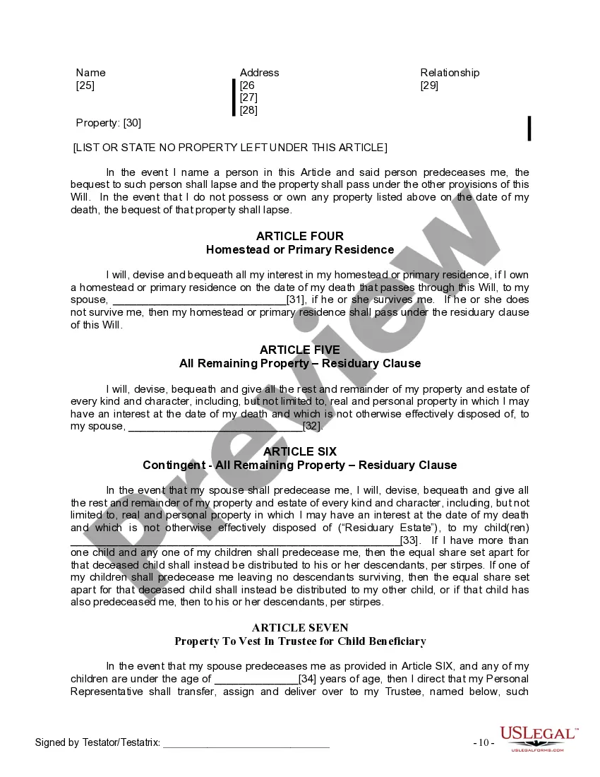 Preview Mutual Wills Package for Married Couple with Adult and Minor Children