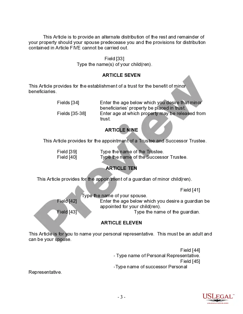 Preview Mutual Wills Package for Married Couple with Adult and Minor Children