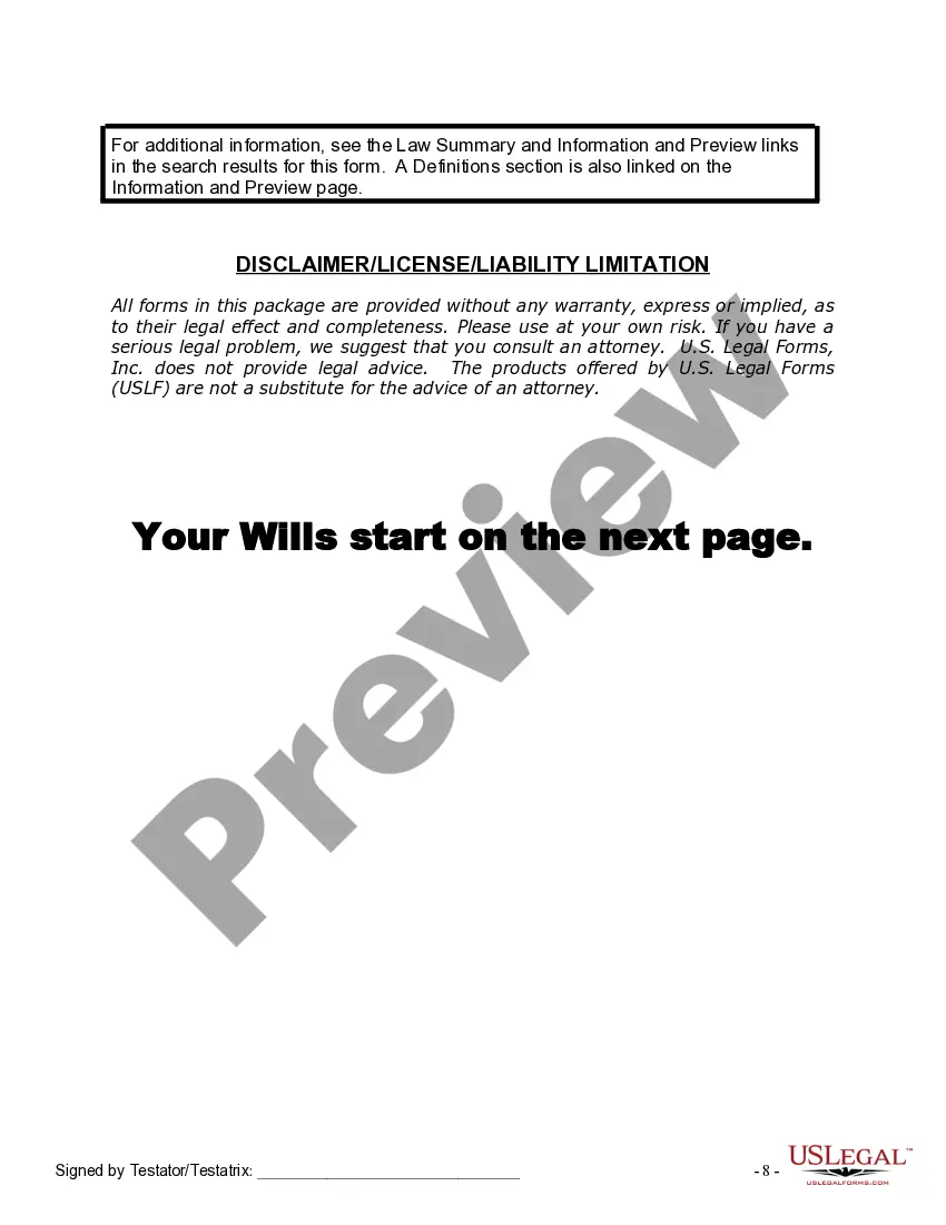 Preview Mutual Wills Package for Married Couple with Adult and Minor Children