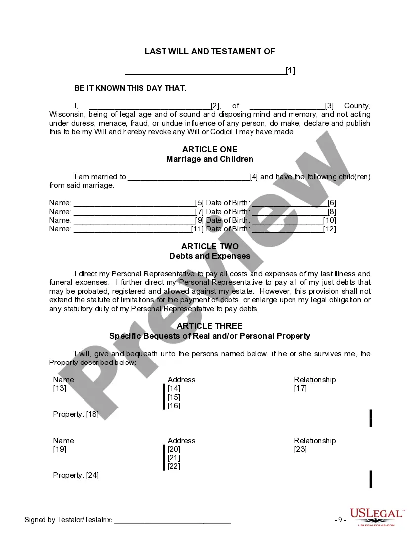 Preview Mutual Wills Package for Married Couple with Adult and Minor Children