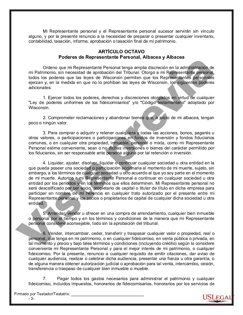 Preview Formulario de última voluntad legal para una viuda o viudo sin hijos