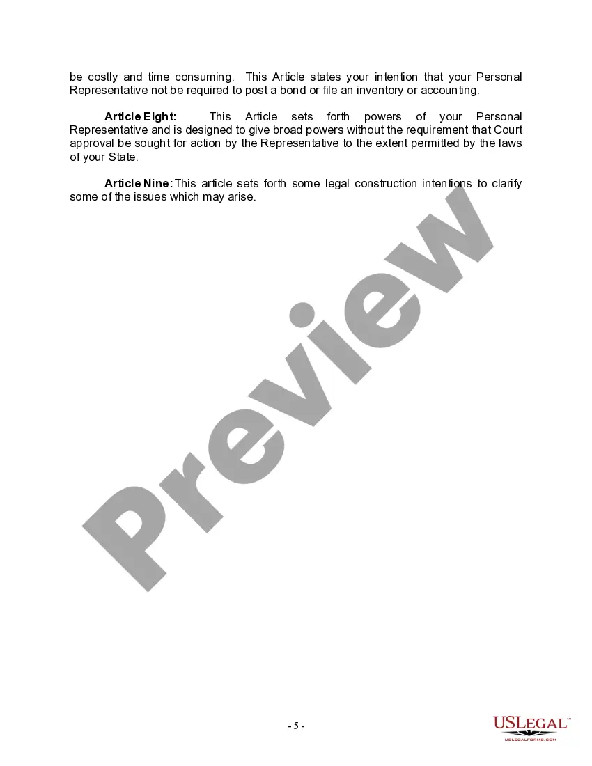 Preview Last Will for a Widow or Widower with no Children