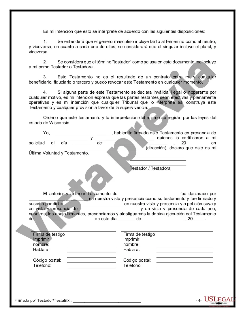 Preview Último testamento legal y formulario de testamento con todos los bienes en fideicomiso llamado testamento invertido