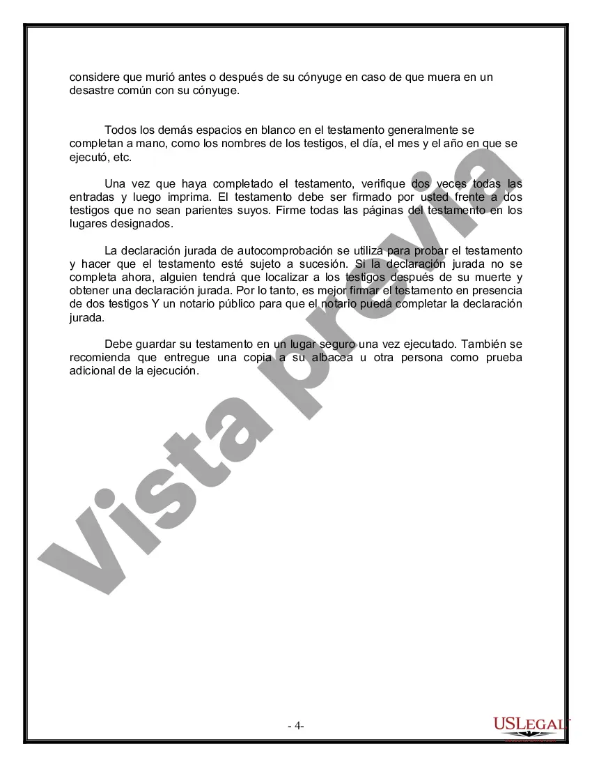 Preview Última voluntad y testamento para otras personas