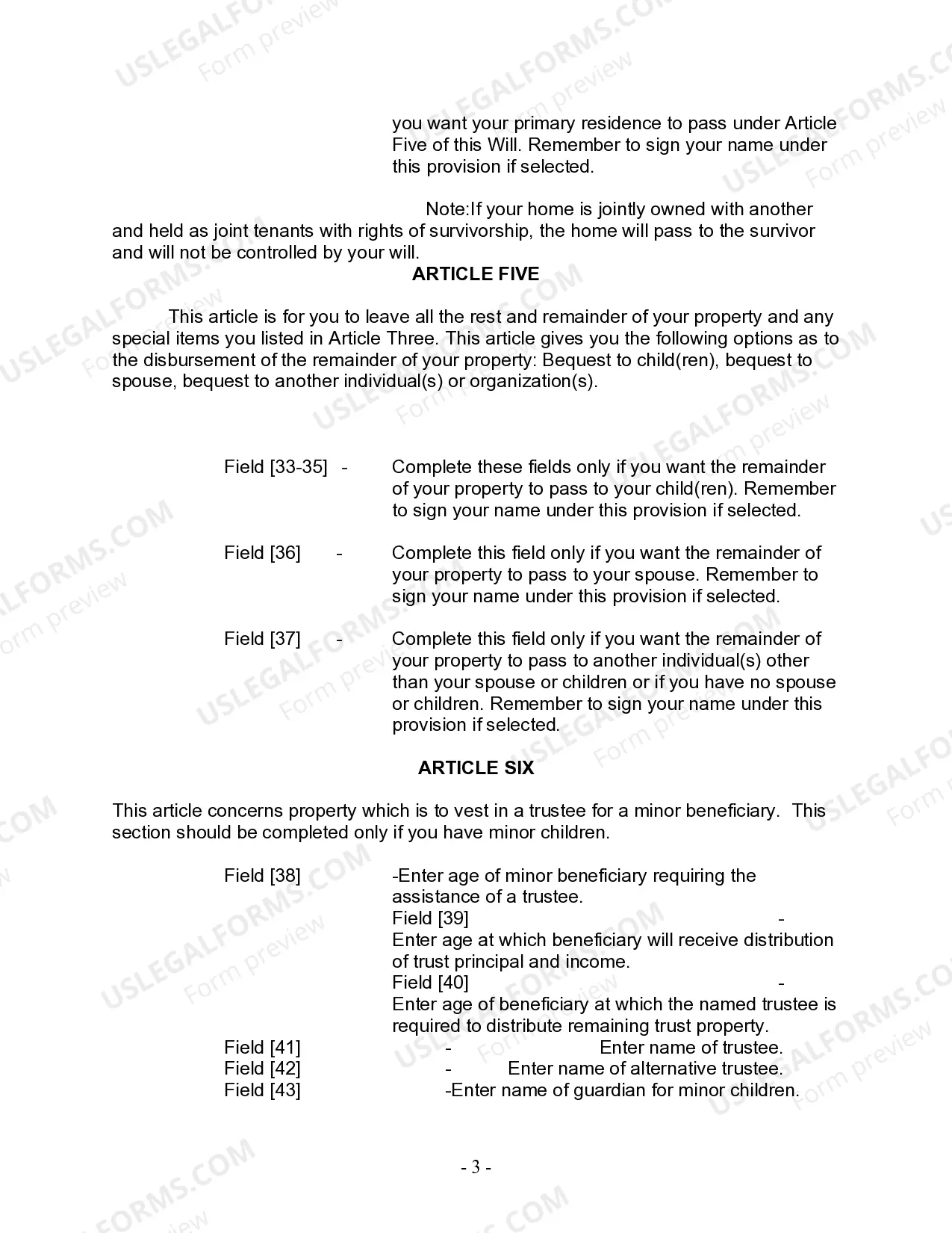 Preview Last Will and Testament for other Persons