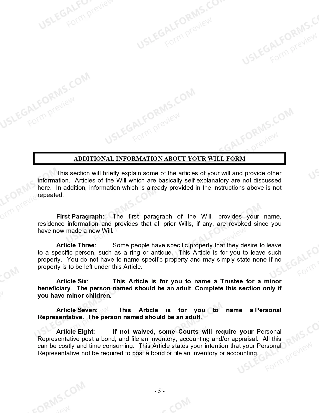 Preview Last Will and Testament for other Persons