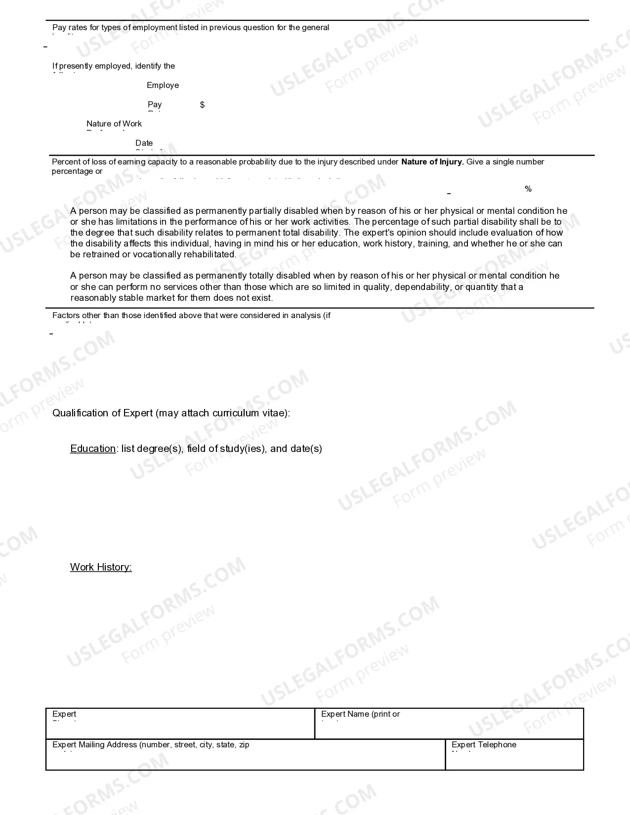 Preview Vocational Expert Report for Workers' Compensation