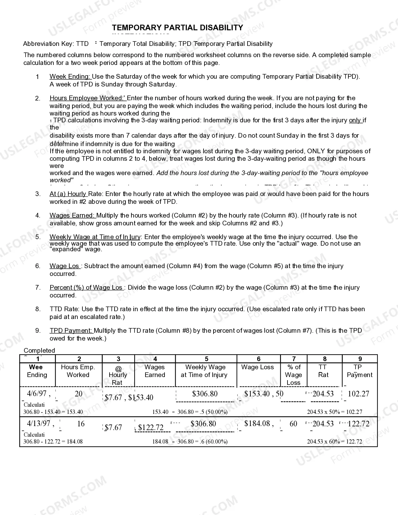Preview Temporary Partial Disability for Workers' Compensation