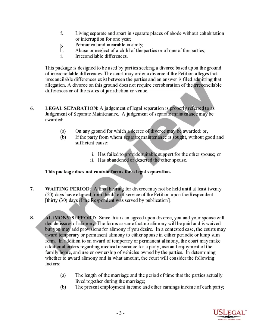 Preview West Virginia No-Fault Uncontested Agreed Divorce Package for Dissolution of Marriage with Adult Children and with or without Property and Debts