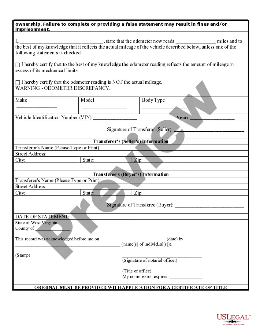 Preview Bill of Sale of Automobile and Odometer Statement for As-Is Sale