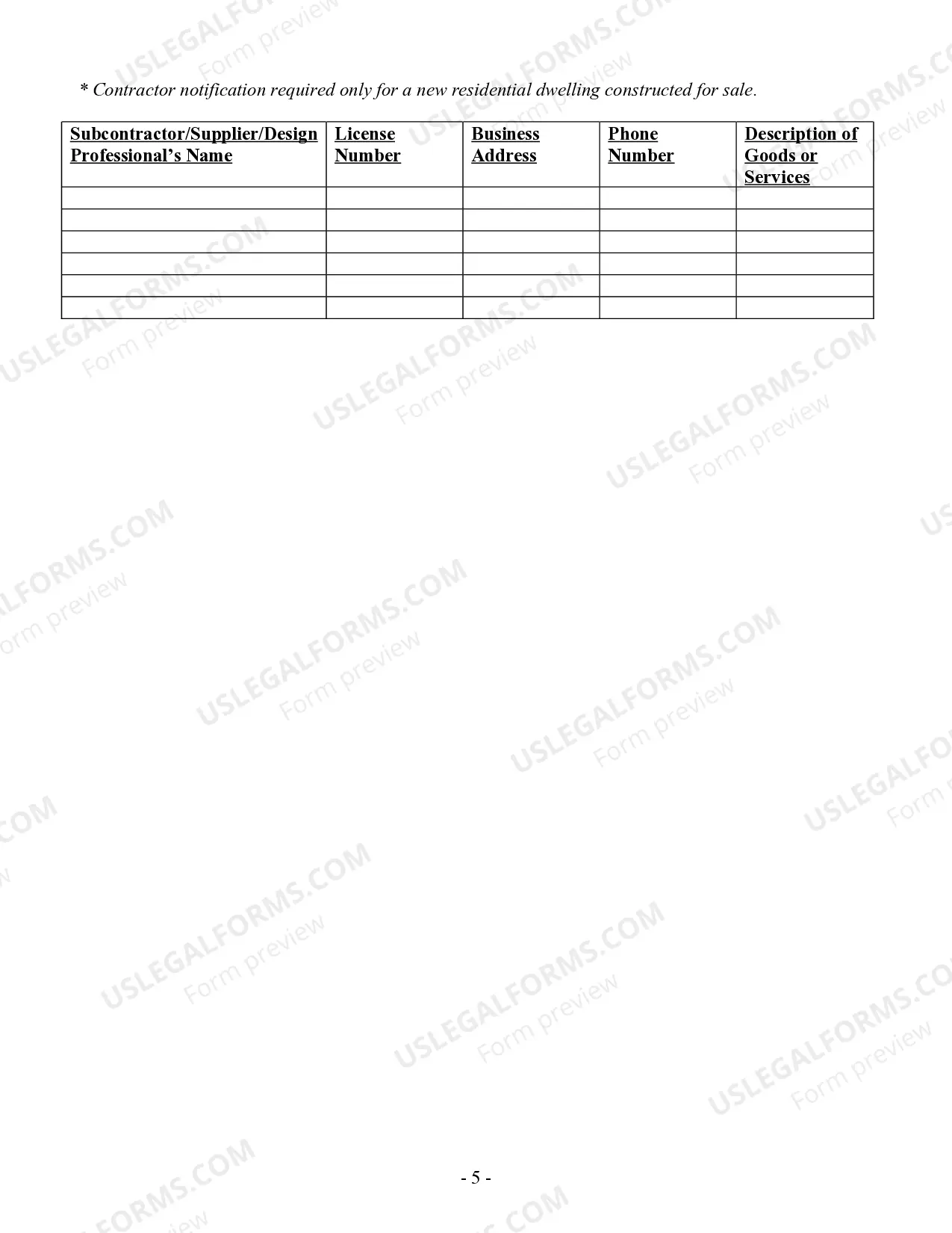Preview Trim Carpenter Contract for Contractor