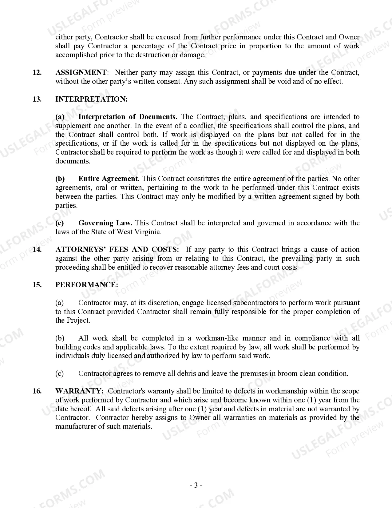 Preview Fencing Contract for Contractor