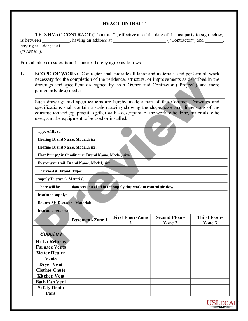 page 0 HVAC Contract for Contractor preview