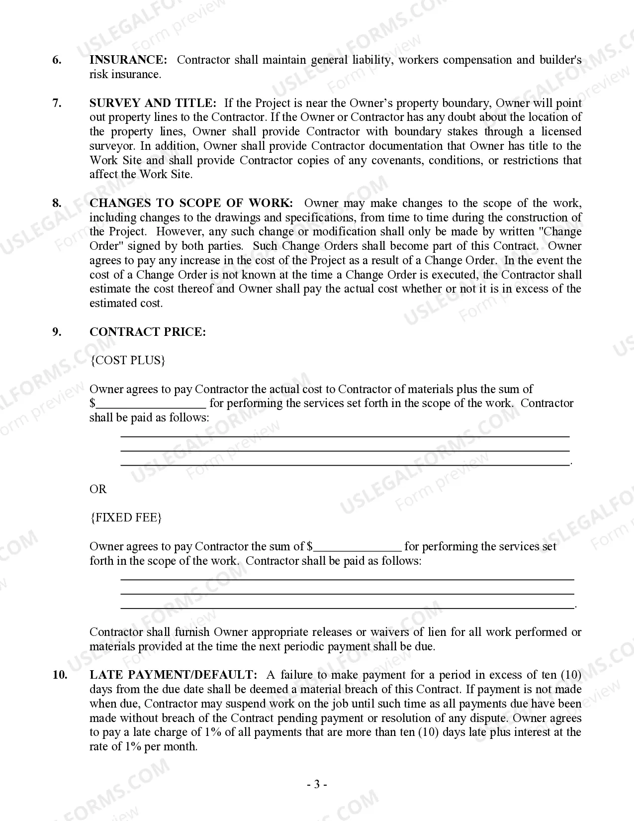 Preview Renovation Contract for Contractor