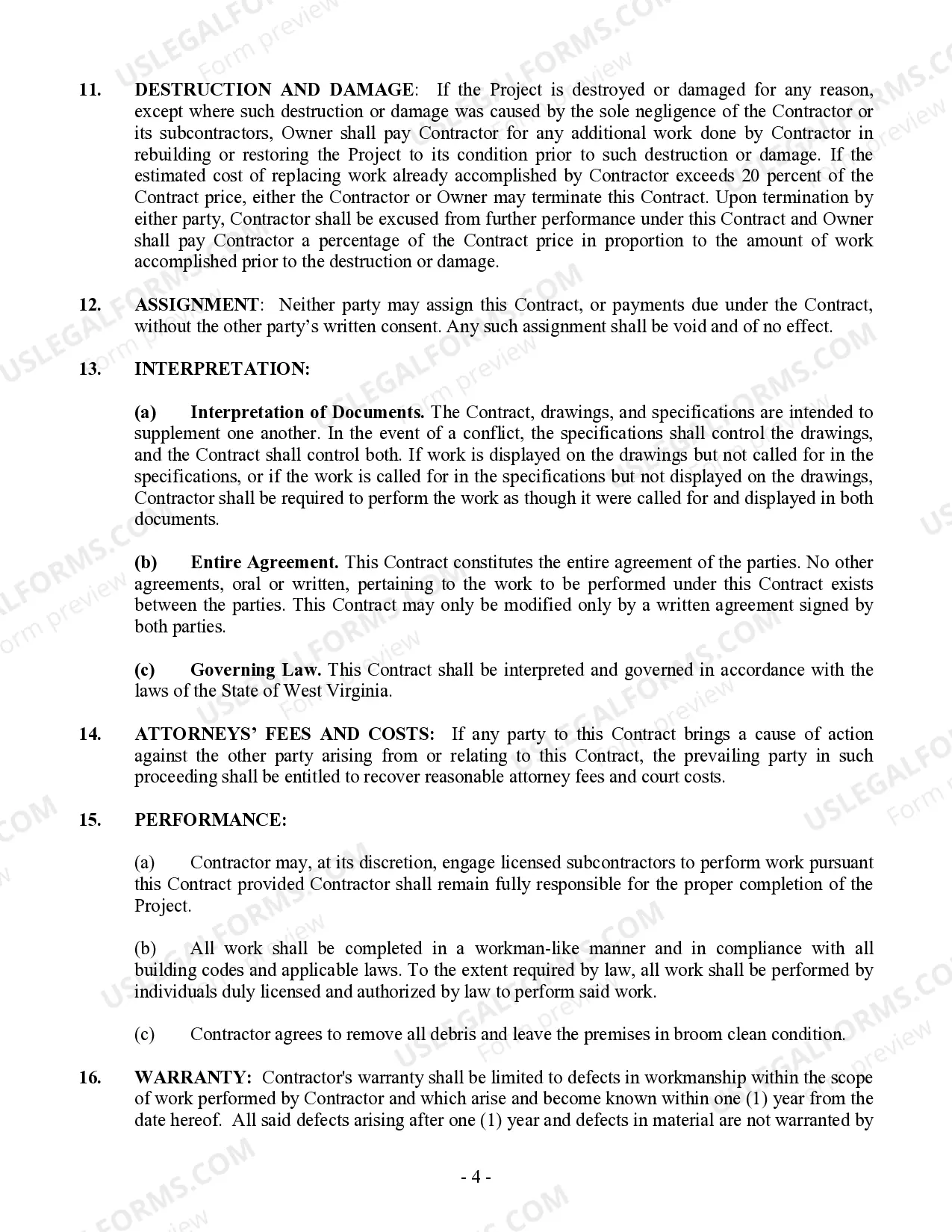 Preview Renovation Contract for Contractor