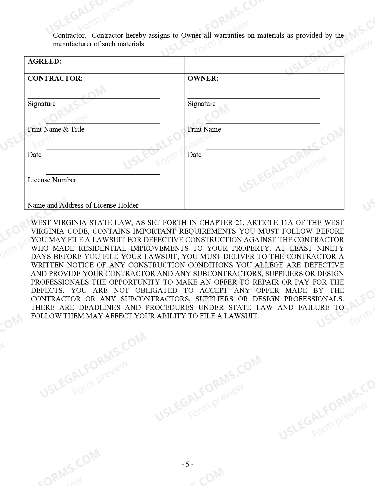 Preview Renovation Contract for Contractor