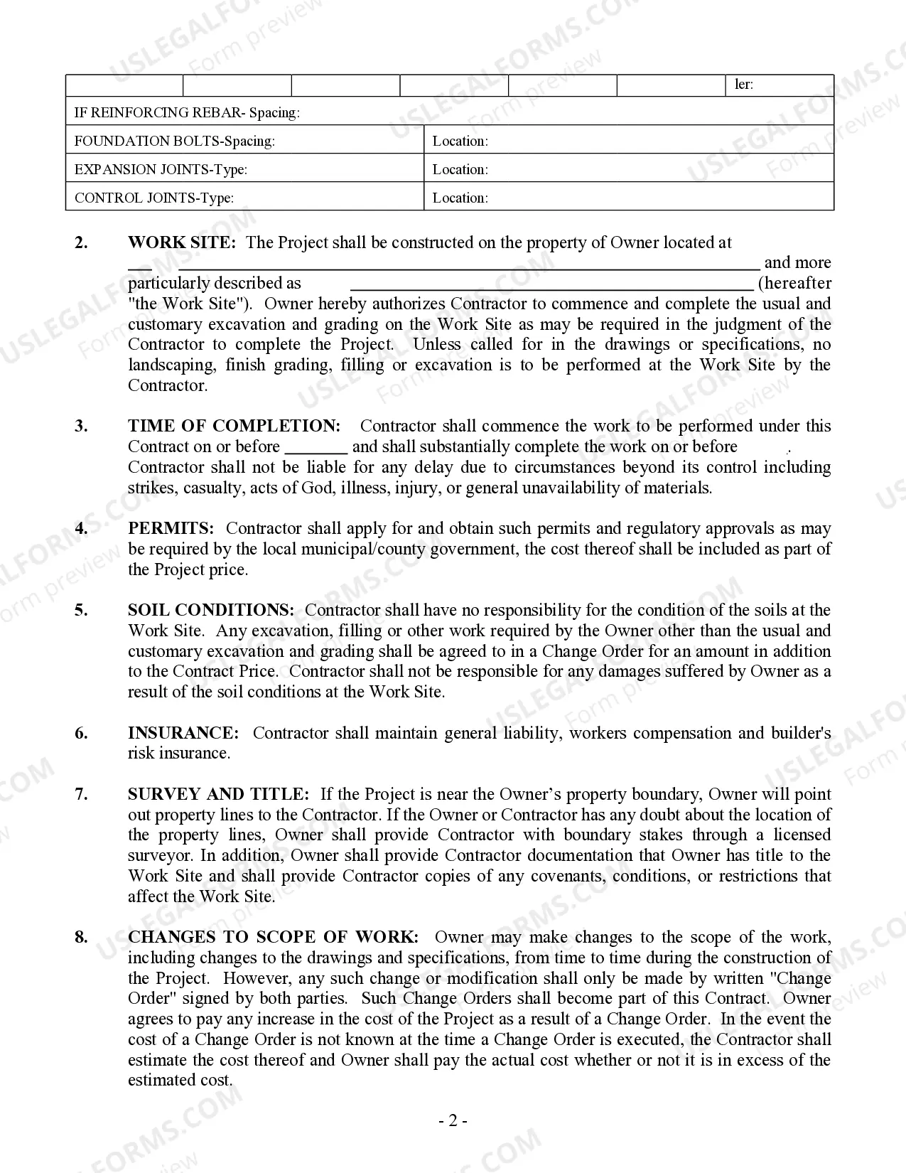 Preview Concrete Mason Contract for Contractor