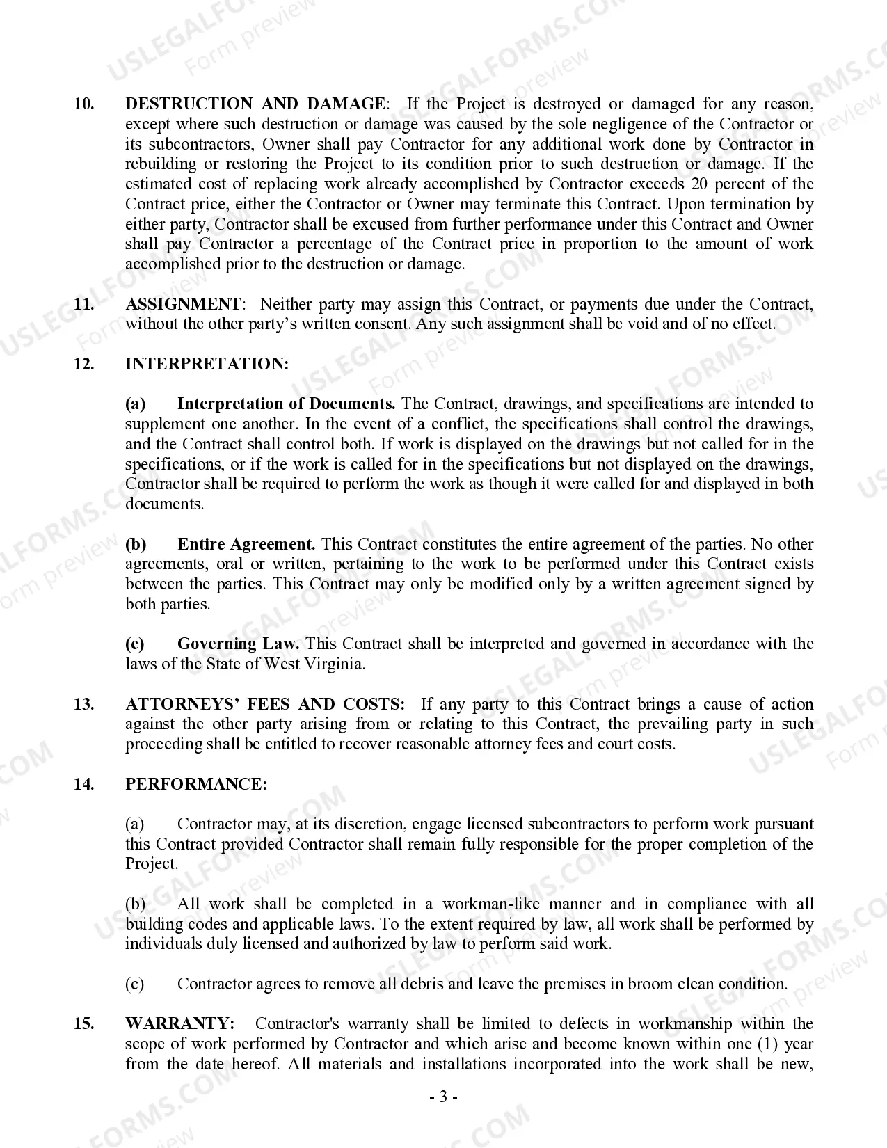 Preview Insulation Contract for Contractor
