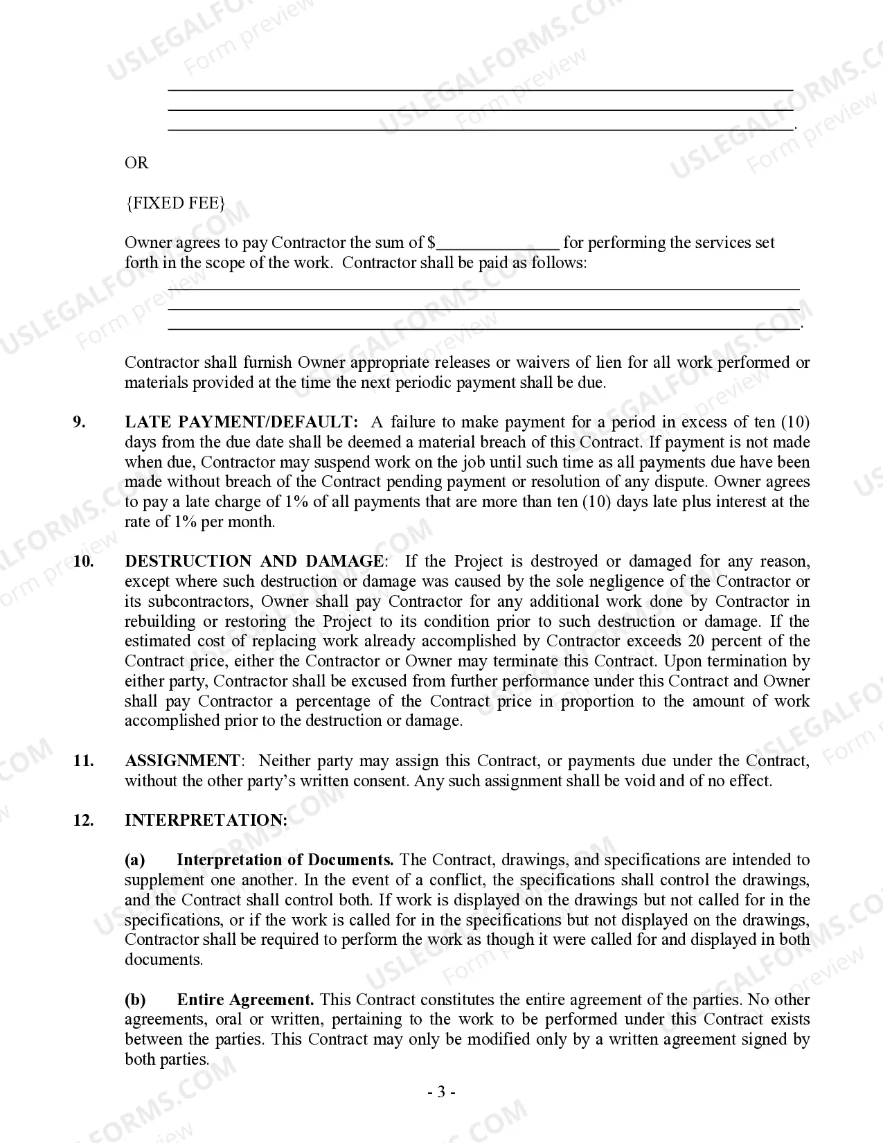 Preview Siding Contract for Contractor