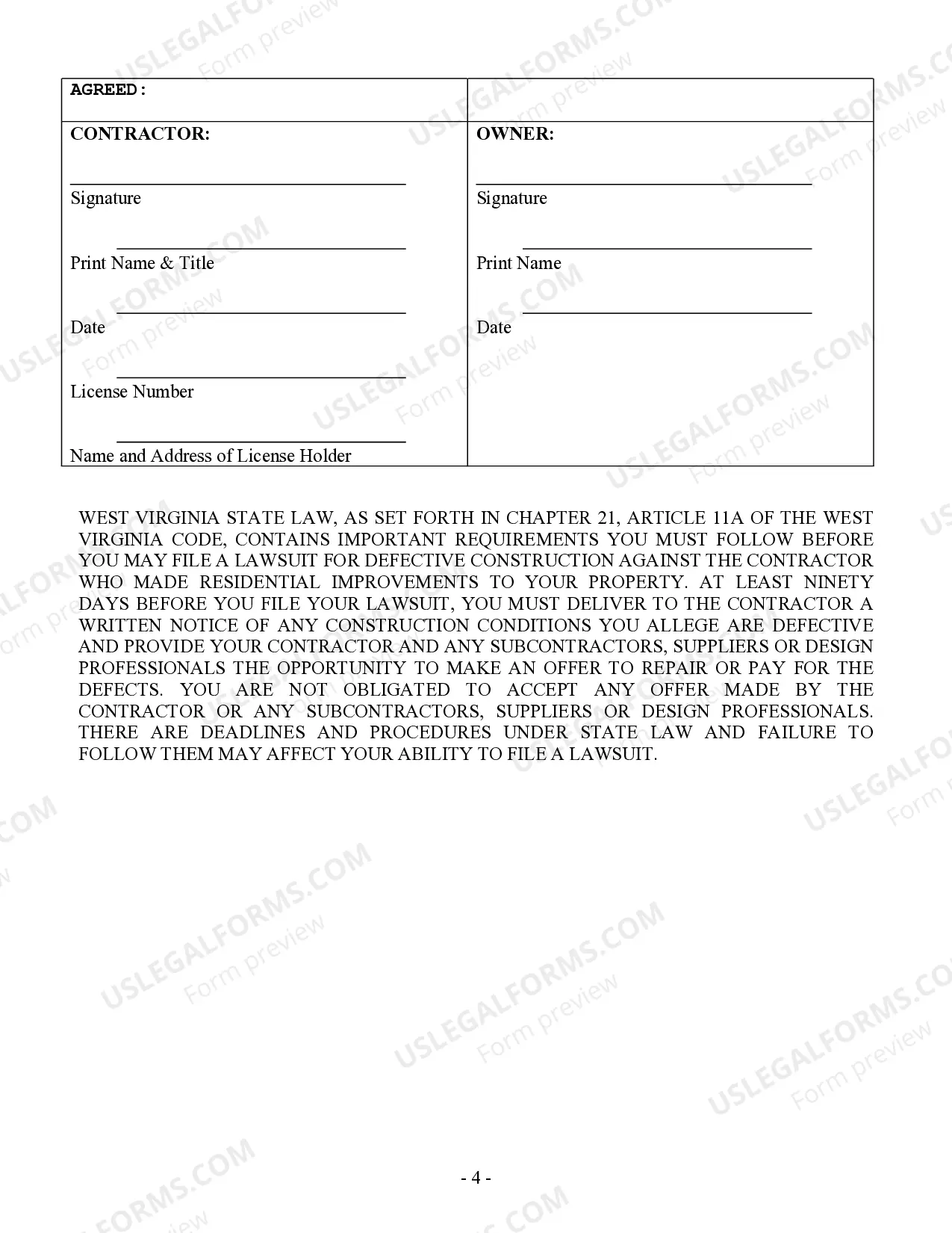 Preview Drainage Contract for Contractor