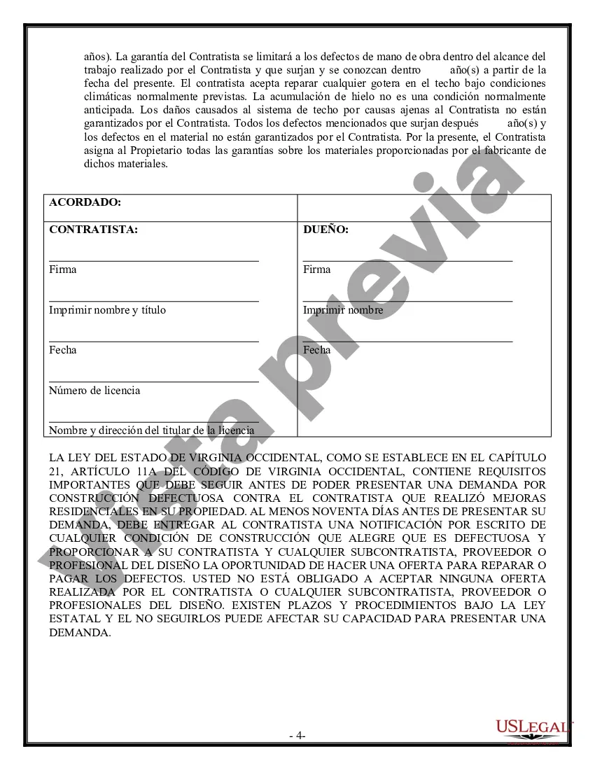 Preview Contrato de techado para contratista