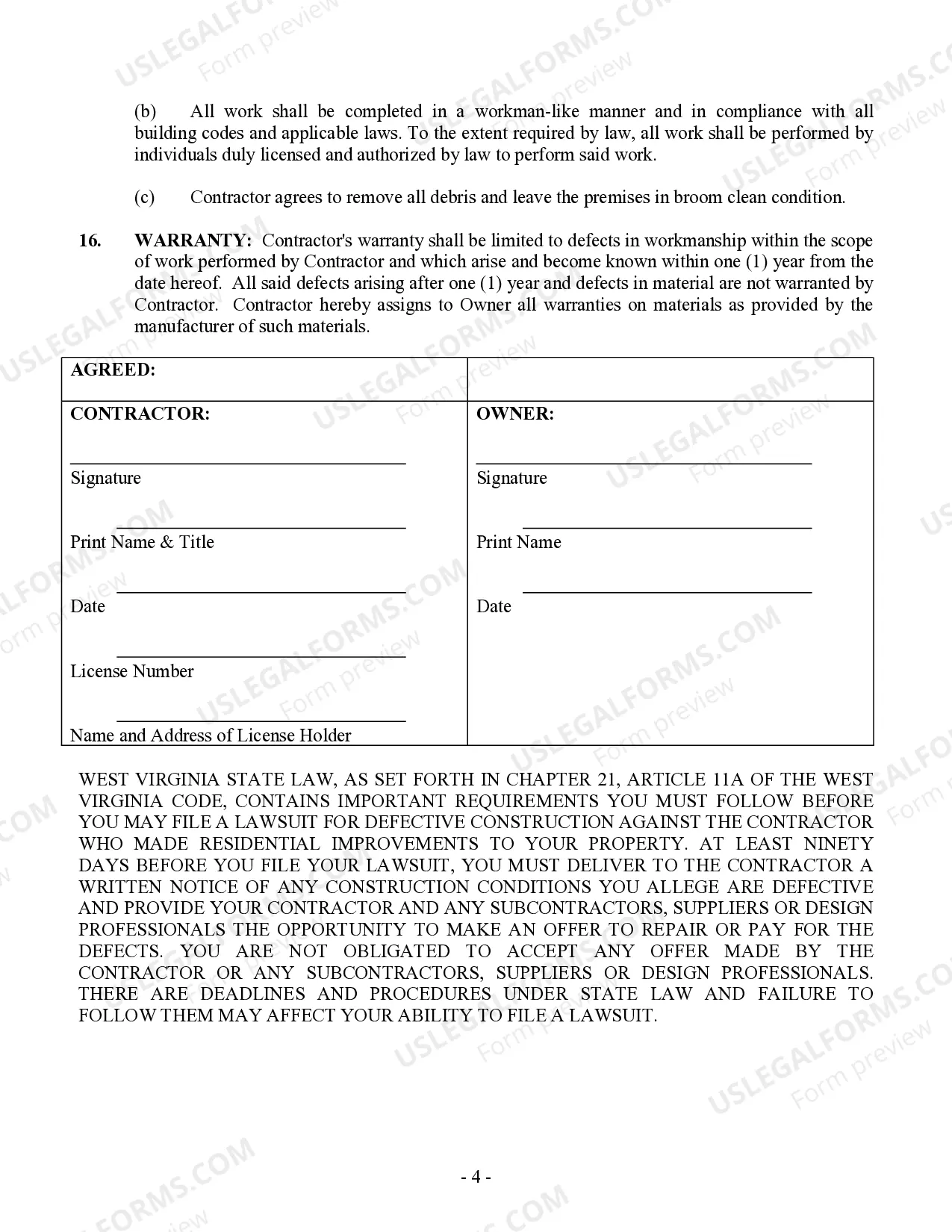 Preview Flooring Contract for Contractor