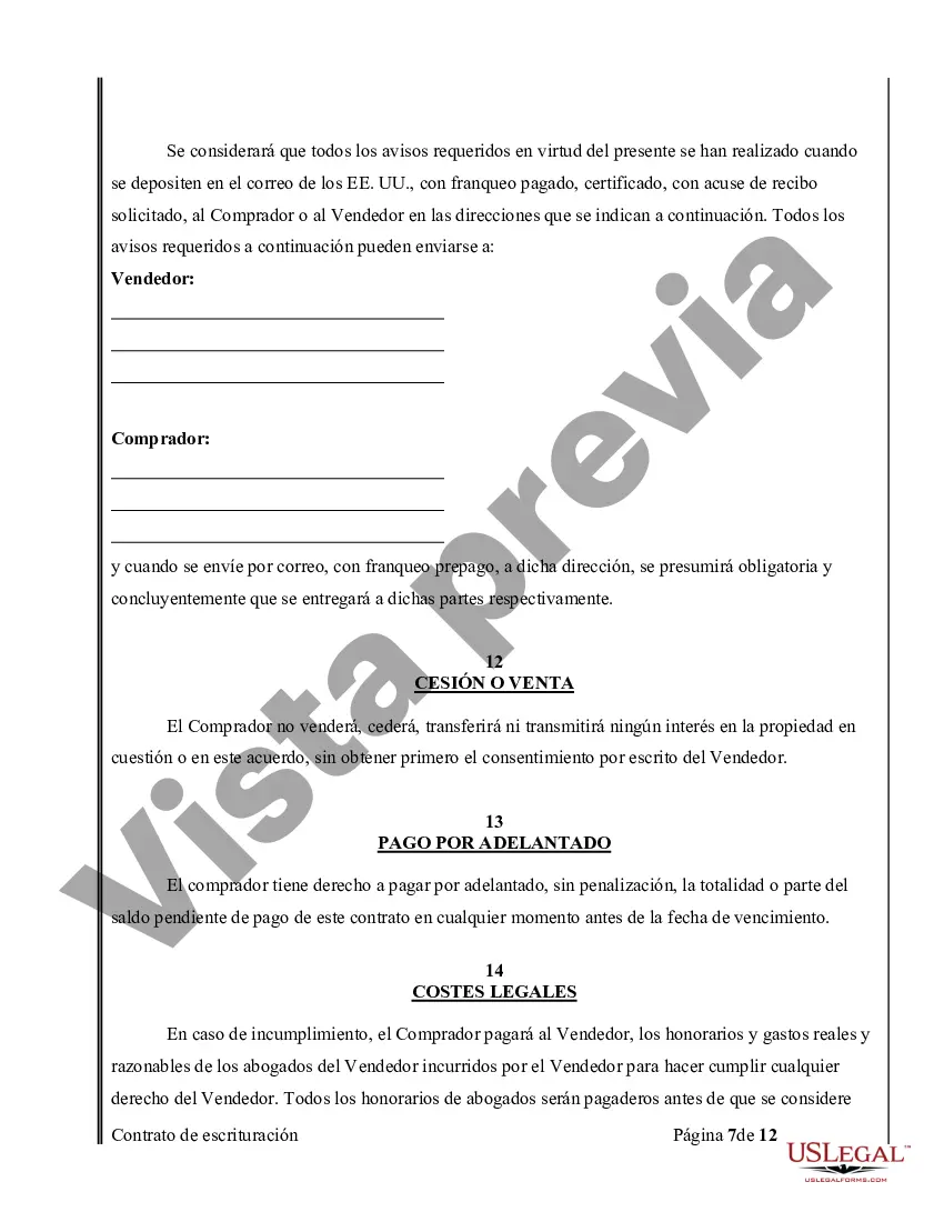 Preview Acuerdo o Contrato de Escritura de Venta y Compra de Bienes Raíces a/k/a Terreno o Contrato de Ejecución