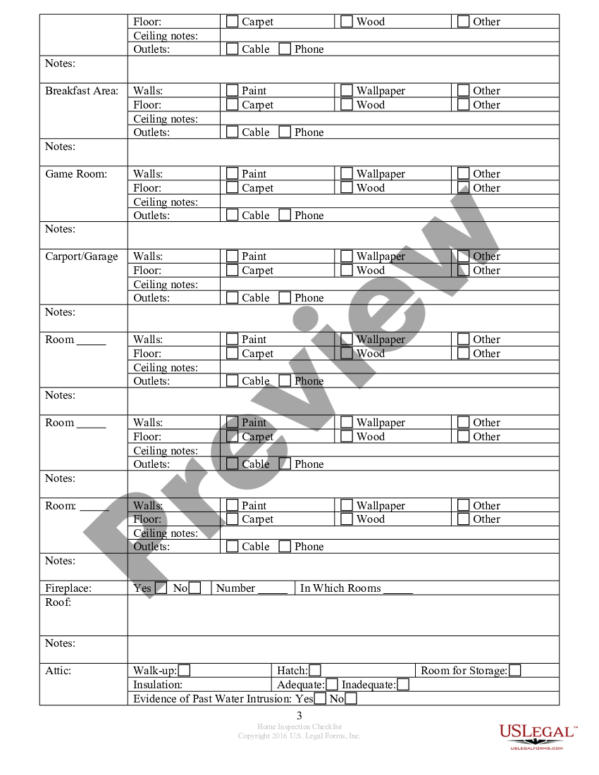 West Virginia Buyer's Home Inspection Checklist - Wv Foster Care Home